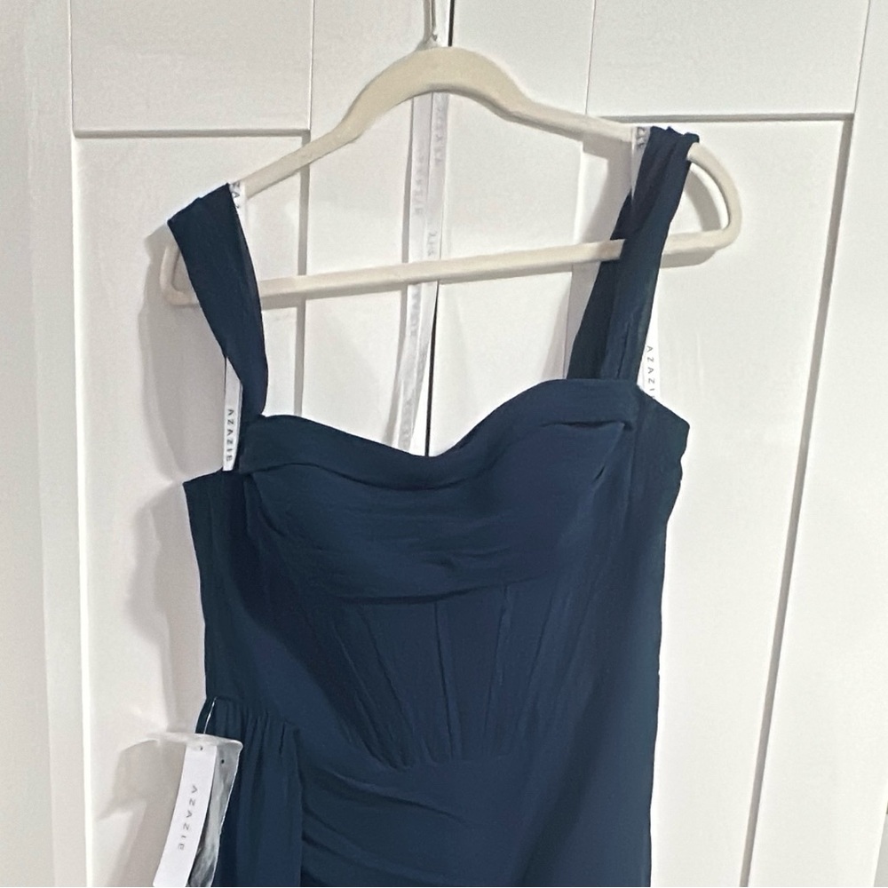 Azazie Dark Navy Amyra Chiffon Bridesmaids dress A12